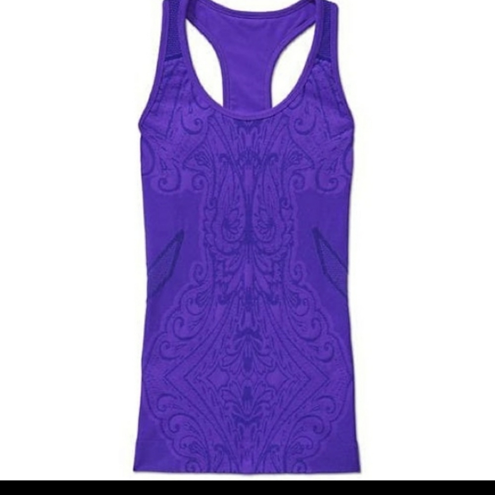 ATHLETA Performance Seamless Purple Racerback Build In Bra Tank - Picture 2 of 9